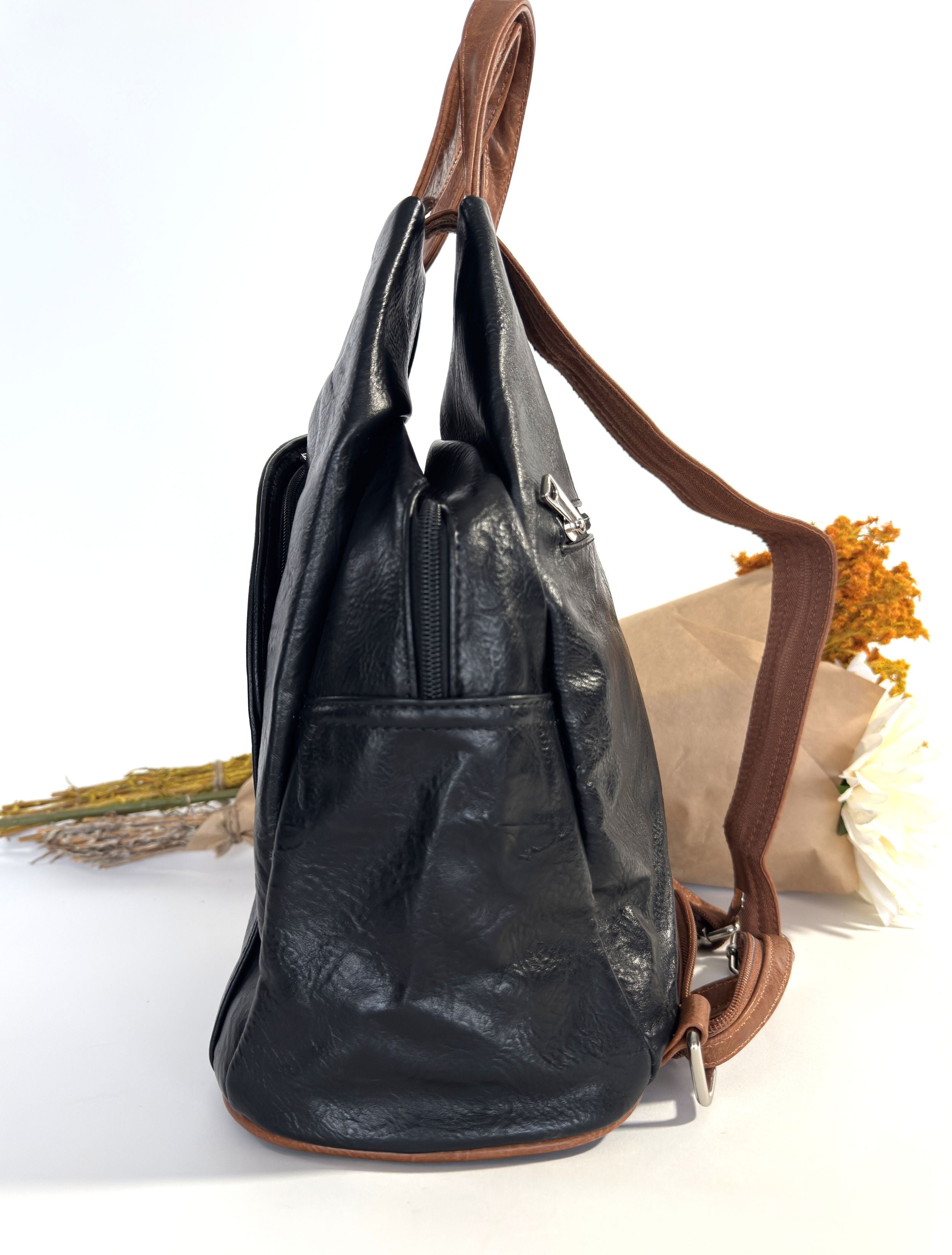 Πολυμορφική Τσάντα 3‑σε‑1 — Χειρός, Σακίδιο & Χιαστί (Faux Leather)