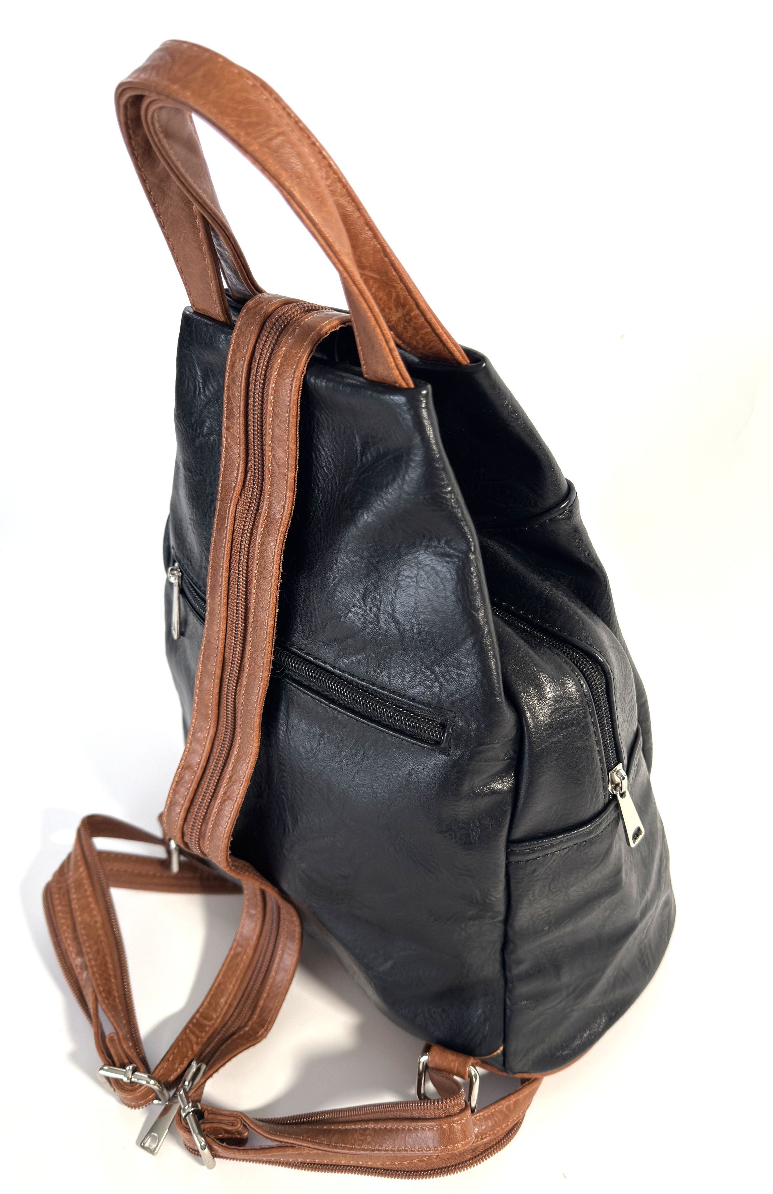 Πολυμορφική Τσάντα 3‑σε‑1 — Χειρός, Σακίδιο & Χιαστί (Faux Leather)