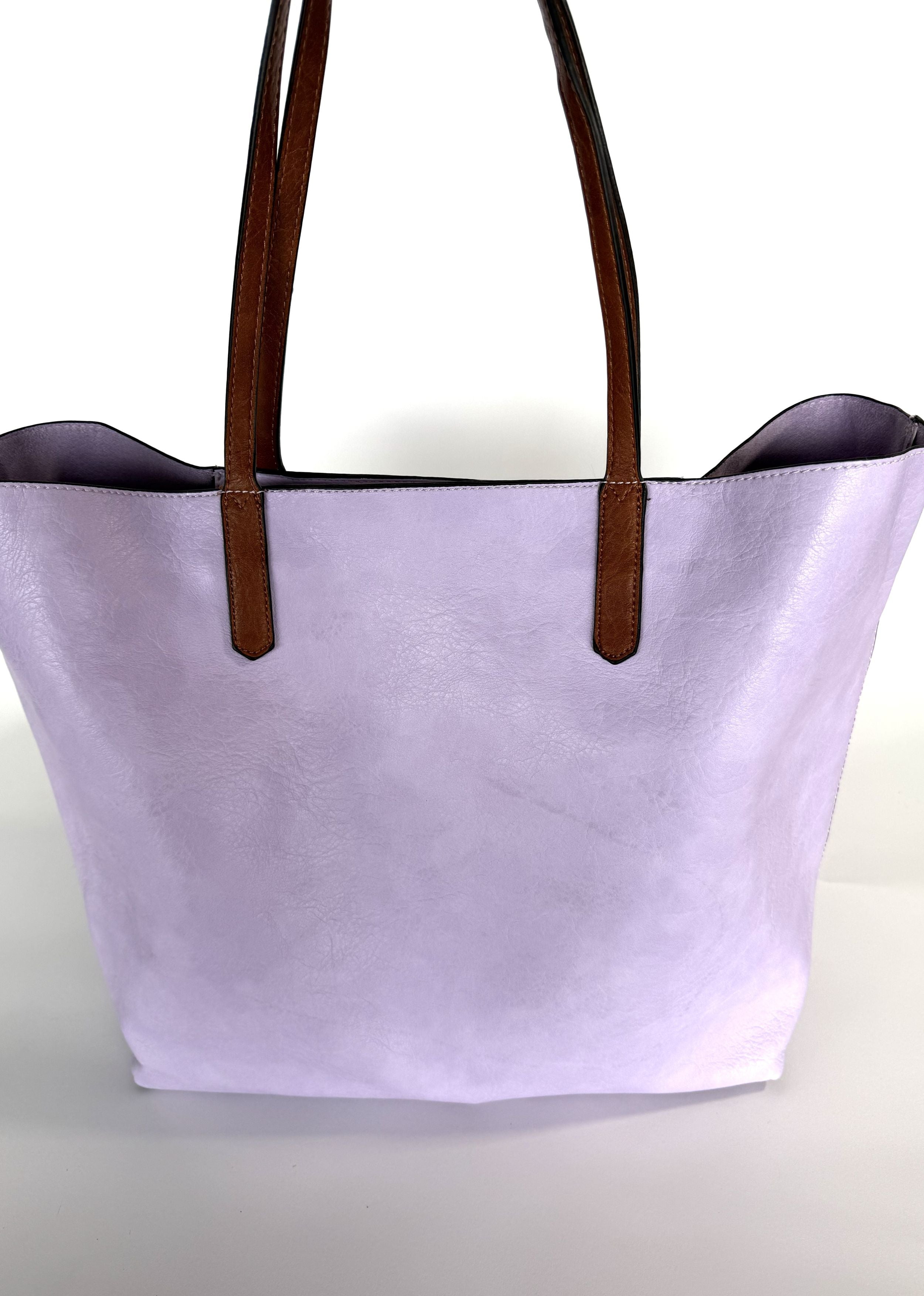 Τσάντα ώμου shopper totebag  γυναικεία με καφέ λουρί 2σε1