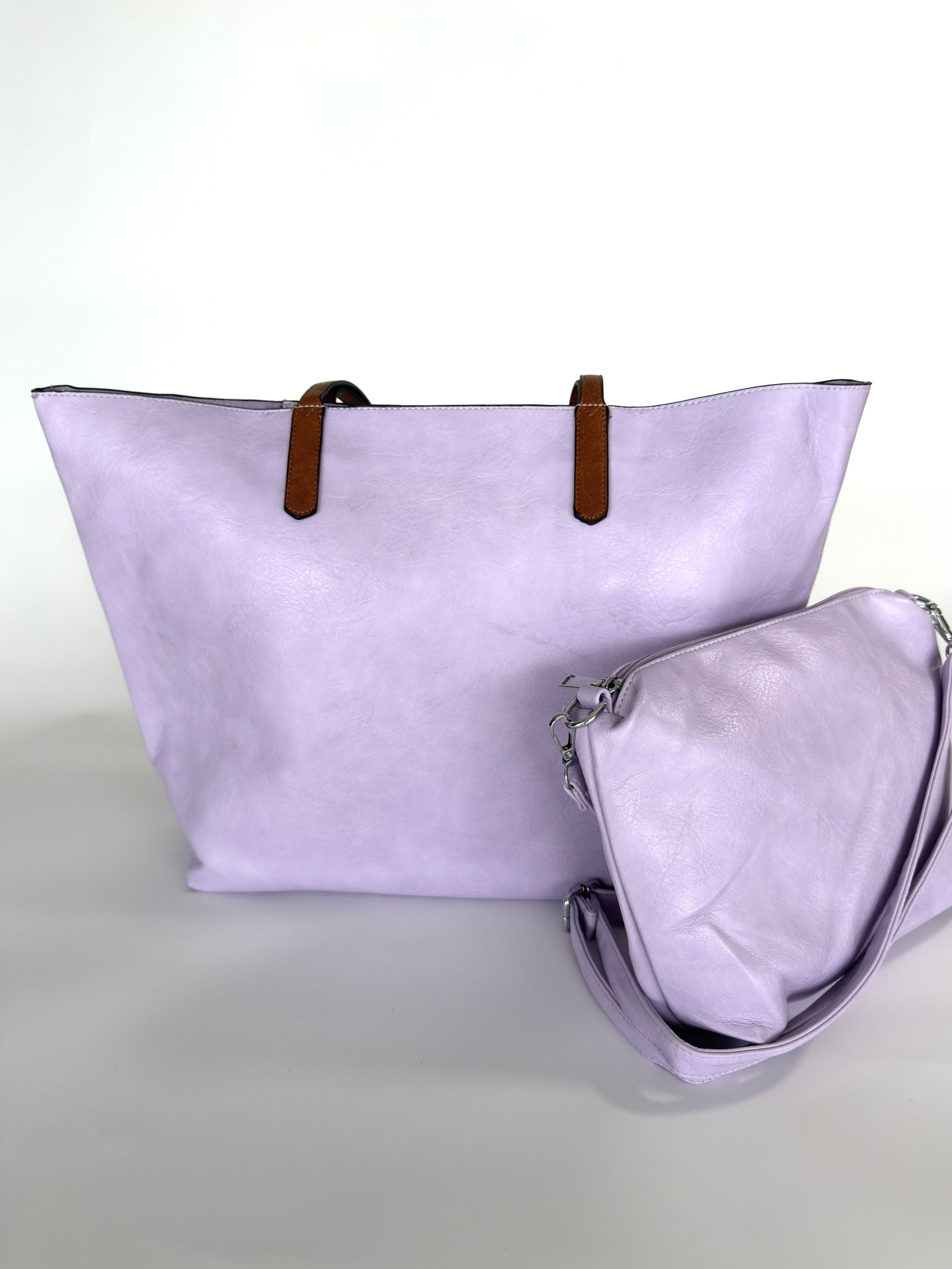 Τσάντα ώμου shopper totebag  γυναικεία με καφέ λουρί 2σε1