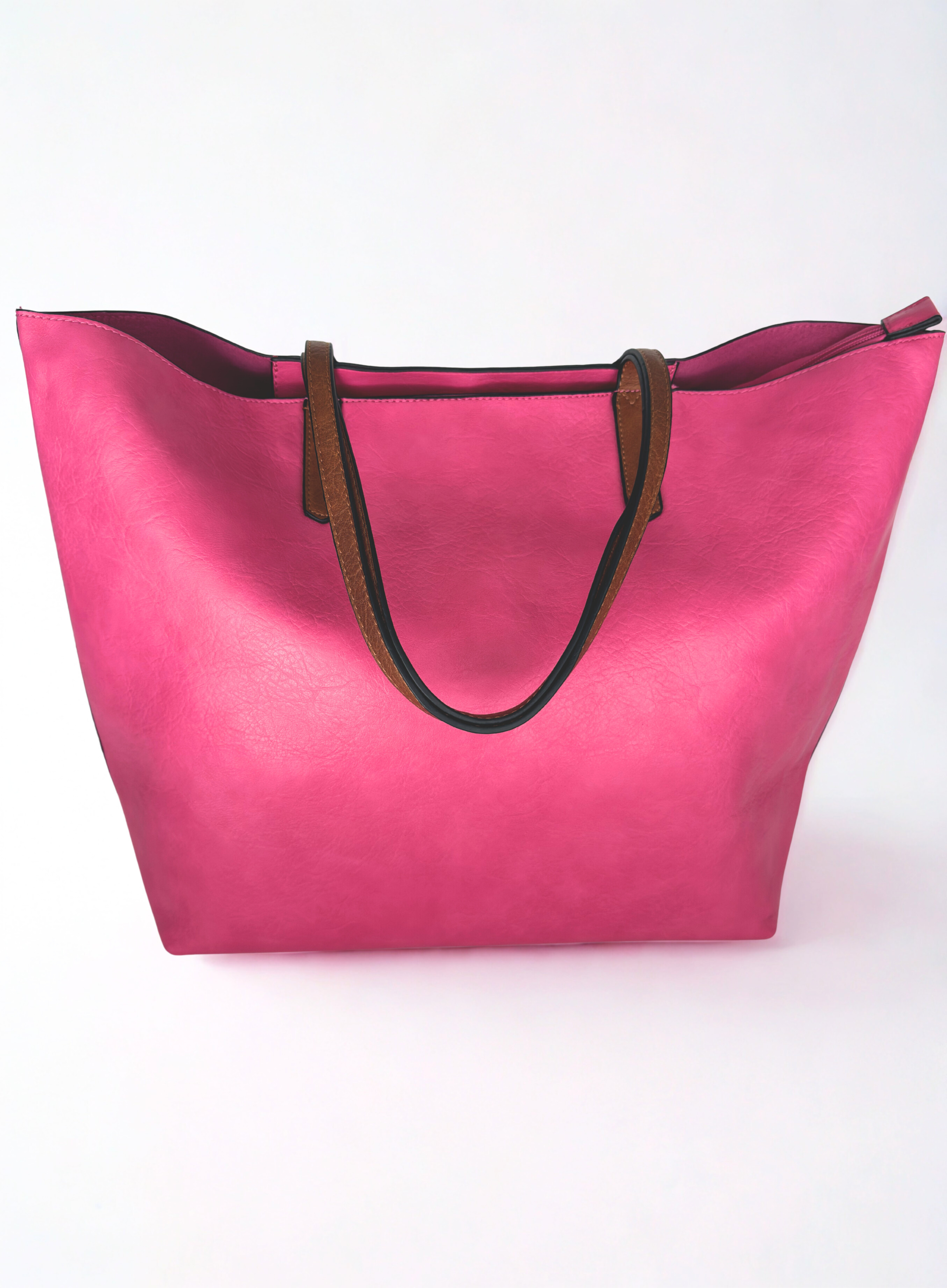 Τσάντα ώμου shopper totebag  γυναικεία με καφέ λουρί 2σε1